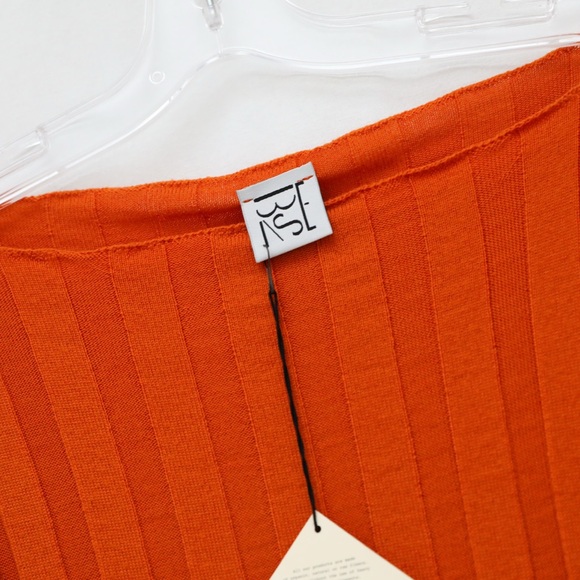 NWT Baserange Adler Sweater Ocra orange ribbed slim fit knit top S merino wool - Picture 4 of 13